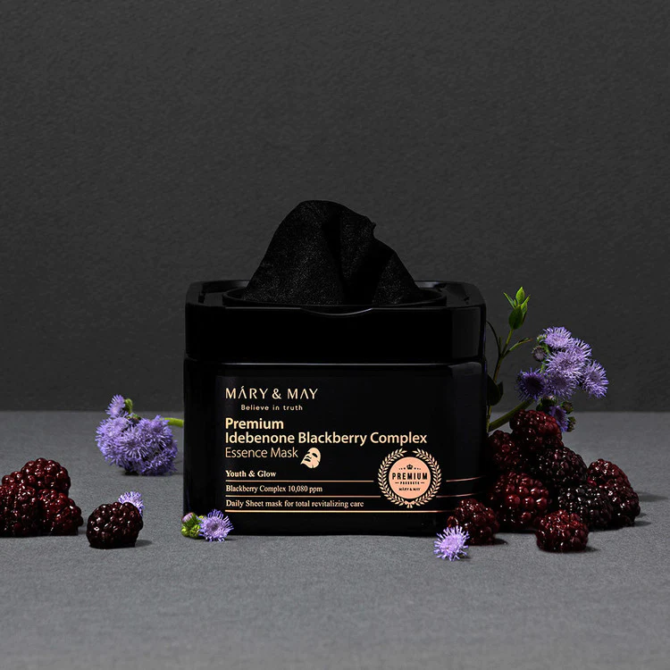 Revitalisez votre peau grâce à MARY & MAY Premium Idebenon Blackberry Complex Essence Mask